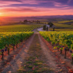 Vinhedos por do Sol, paisagem hermoso.