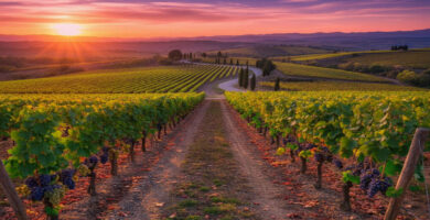 Vinhedos por do Sol, paisagem hermoso.