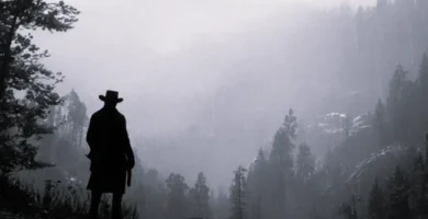 Silhueta solitária sob névoa